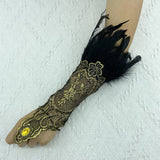 Natural Feather Gold Lace Gloves