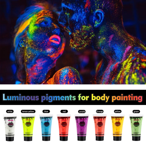 8 Colors 10ml/pc Body Art Paint UV Glow