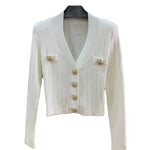 Spring Vintage Button V-Neck Cardigan