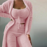 Soft & Fuzzy Loungewear 3-Piece Set (Various colors & lengths)