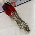 Natural Feather Gold Lace Gloves