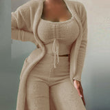 Soft & Fuzzy Loungewear 3-Piece Set (Various colors & lengths)