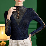 Glitter Mesh Bottoming Shirt