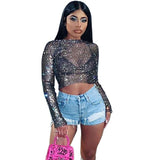 Shiny Crystal Rhinestone Crop Top