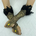 Natural Feather Gold Lace Gloves