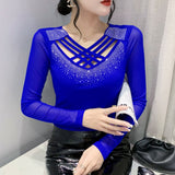 Mesh Cross Long-Sleeved Top