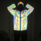 Unisex Holographic Geometric Reflective Jacket