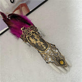 Natural Feather Gold Lace Gloves