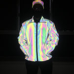 Unisex Holographic Geometric Reflective Jacket