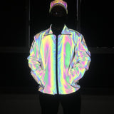 Unisex Holographic Geometric Reflective Jacket