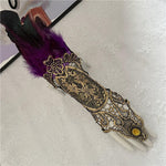 Natural Feather Gold Lace Gloves