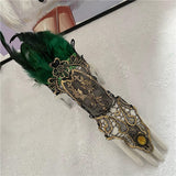 Natural Feather Gold Lace Gloves