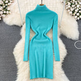 Elegant Turtleneck Knit Bodycon Dress