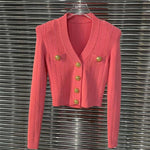 Spring Vintage Button V-Neck Cardigan