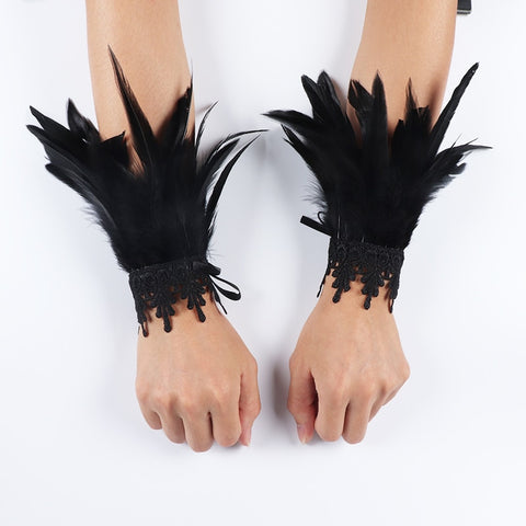 Punk Gothic Feather Wrist Cuff