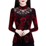 Lace Print Velvet Blouse