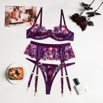 Embroidered Flower Pattern Lingerie