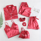 7-piece Pixie-Bob Satin Pajama Set