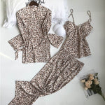 British Long Three-piece Silky Pajamas