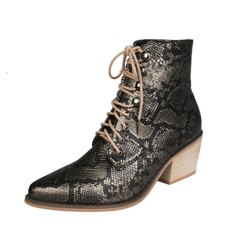 Snakeskin Pointed Toe Boots